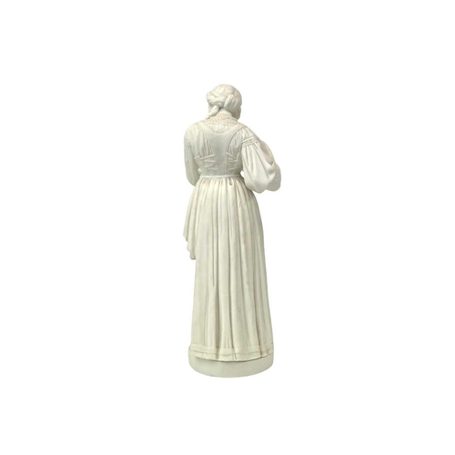 557 - An English Parian figure of a maiden. Height 33cm together with another English Parian figure group.... 