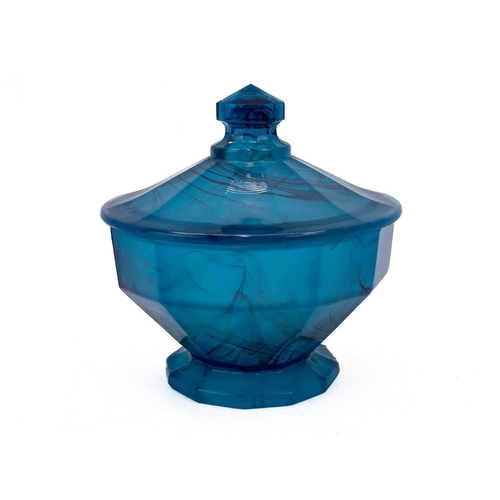 584 - A collection of Davidson pressed glass. To include a blue cloud glass bowl, diameter23.5cm, a blue c... 