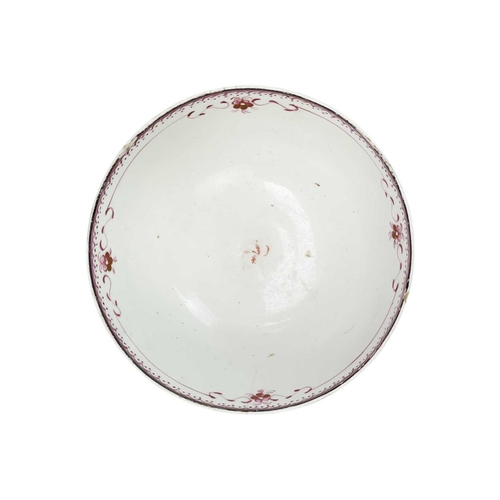 587 - A Newhall bowl decorated with flower sprays. Diameter 16cm and an English porcelain bowl and two Wed... 