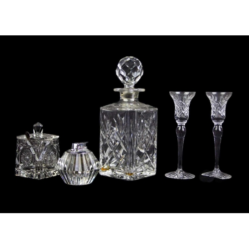 593 - A Waterford Crystal liqueur decanter. With a matched stopper, together with a Royal Doulton decanter... 