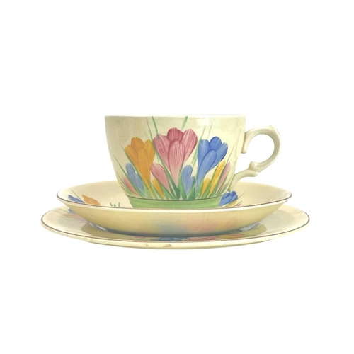 609 - Three Clarice Cliff Spring Crocus pattern trios of tea cups, saucers and side plates. Together with ... 