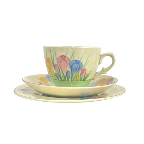 609 - Three Clarice Cliff Spring Crocus pattern trios of tea cups, saucers and side plates. Together with ... 