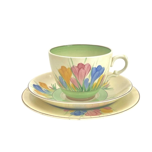 609 - Three Clarice Cliff Spring Crocus pattern trios of tea cups, saucers and side plates. Together with ... 