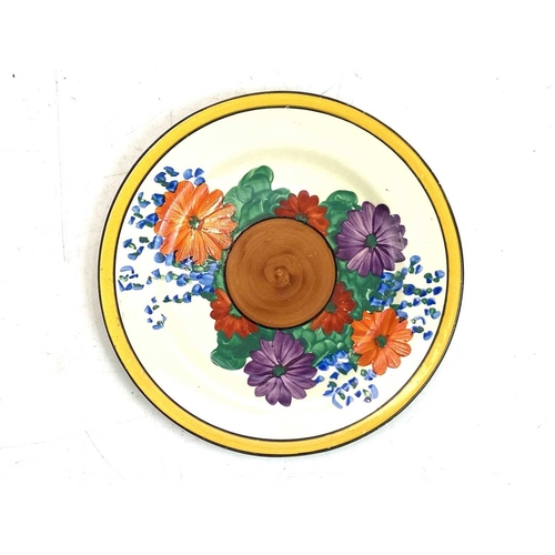 612 - Three Clarice Cliff Gay Day pattern side plates. Newport and Wilkinson makers marks. (3)