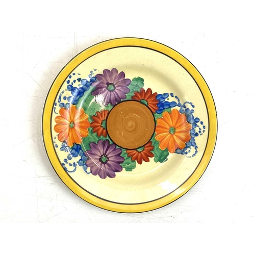 612 - Three Clarice Cliff Gay Day pattern side plates. Newport and Wilkinson makers marks. (3)