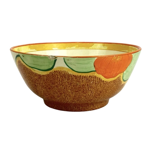 630 - A Clarice Cliff Nasturtium pattern Havre shape bowl. Bizarre Wilkinson Ltd marks, diameter 20.5cm to... 