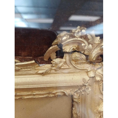 64 - A pair of Victorian overpainted portraits, in ornate gilt frames. Contained within glazed rosewood o... 