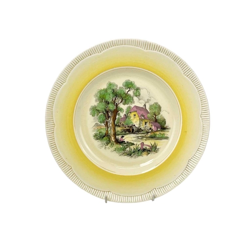 671 - A Clarice Cliff Tiger Tree pattern dinner plate. Wilkinson Ltd marks, together with a Stroud pattern... 