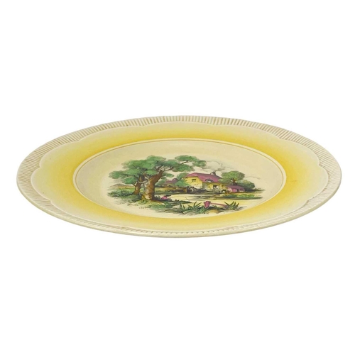 671 - A Clarice Cliff Tiger Tree pattern dinner plate. Wilkinson Ltd marks, together with a Stroud pattern... 