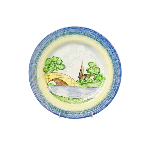 671 - A Clarice Cliff Tiger Tree pattern dinner plate. Wilkinson Ltd marks, together with a Stroud pattern... 