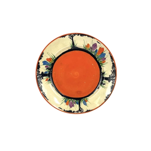 687 - A Clarice Cliff Blue Autumn pattern side plate. Bizarre Newport marks, diameter 15cm together with a... 