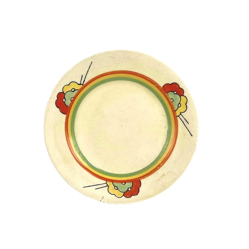 687 - A Clarice Cliff Blue Autumn pattern side plate. Bizarre Newport marks, diameter 15cm together with a... 