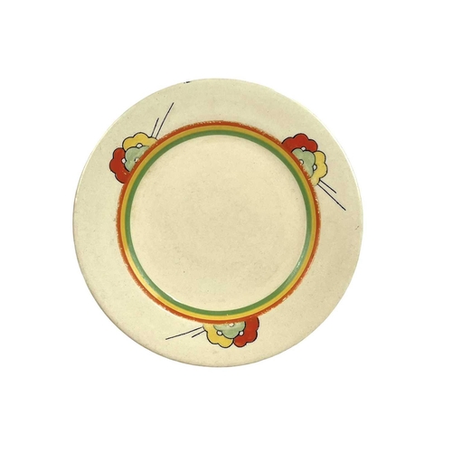 687 - A Clarice Cliff Blue Autumn pattern side plate. Bizarre Newport marks, diameter 15cm together with a... 