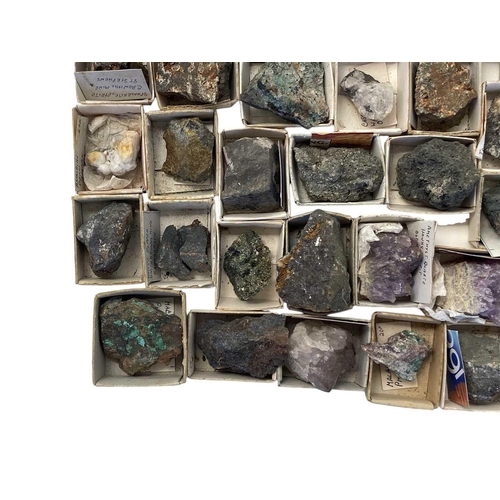 69 - A collection of 58 named Cornish mineral specimens. To include quartz Hendra Pit St Dennis, malachit... 