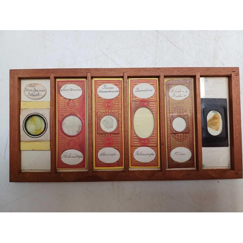 70 - Two Victorian mahogany cases of microscope slides. The flush boxes, with hinged lids and fronts, con... 