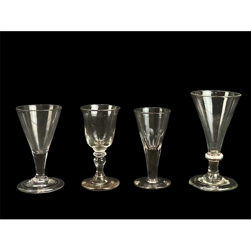 701 - Four ale glasses, 18th/19th century. Largest height 15cm, two jelly glasses, height 9.5cm and six wi... 