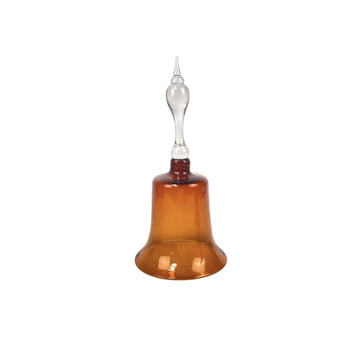 703 - A Victorian amber glass bell, Height 32.5cm, width 15cm, three Victorian cranberry glass bells and o... 