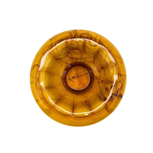 706 - A collection of Davidson amber cloud pressed glass. To include a footed bowl, a footed bowl with fol... 