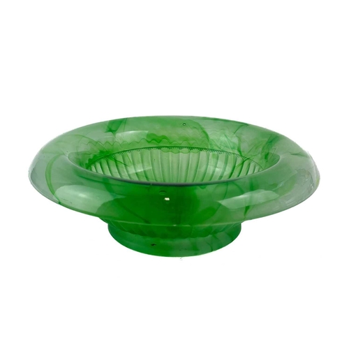 707 - A collection of mostly Davidson malachite pressed glass. To include, a circular box and cover, two s... 