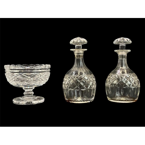 709 - A set of six Edwardian cut glass champagne coupes. Height 11cm, another similar glass, a pair of sma... 