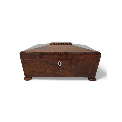 71 - An early Victorian rosewood work box. With a later interior, height 14cm, together with a brass boun... 