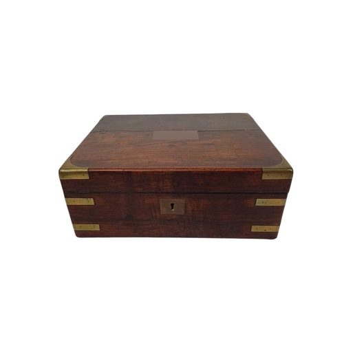 71 - An early Victorian rosewood work box. With a later interior, height 14cm, together with a brass boun... 