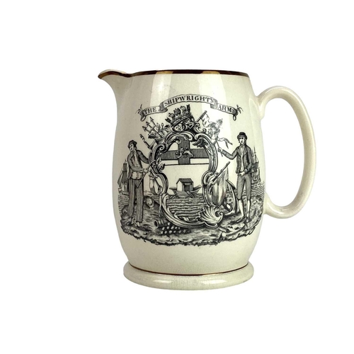 711 - A Gray's Pottery jug, printed with the Shipwright's Arms. Height 18.5cm, together with a similar sma... 