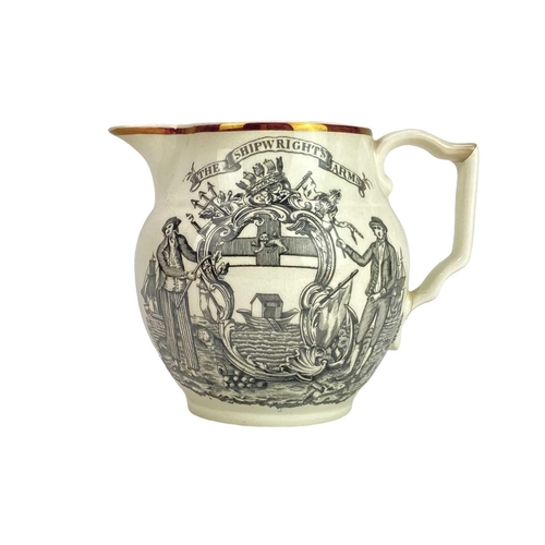 711 - A Gray's Pottery jug, printed with the Shipwright's Arms. Height 18.5cm, together with a similar sma... 