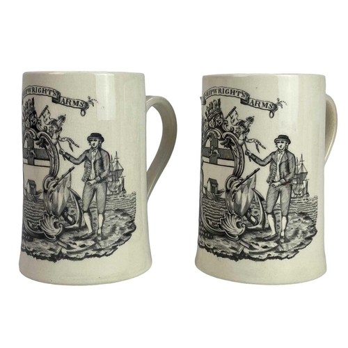 711 - A Gray's Pottery jug, printed with the Shipwright's Arms. Height 18.5cm, together with a similar sma... 