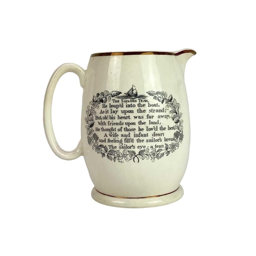 711 - A Gray's Pottery jug, printed with the Shipwright's Arms. Height 18.5cm, together with a similar sma... 