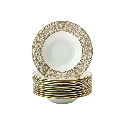 753 - A Royal Doulton Sovereign pattern dinner service. Comprising 15 each of dinner, dessert and side pla... 