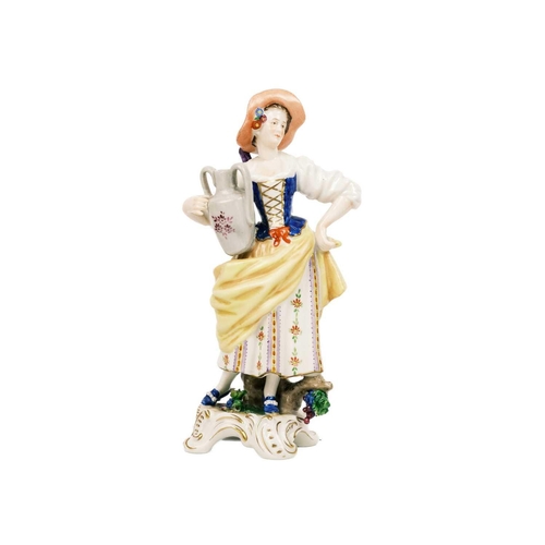 785 - Six Continental porcelain figures. Comprising a pair of German Saxe figures, a pair of gold anchor f... 