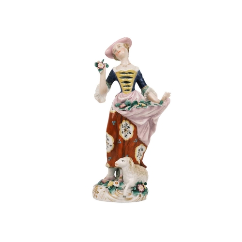 785 - Six Continental porcelain figures. Comprising a pair of German Saxe figures, a pair of gold anchor f... 