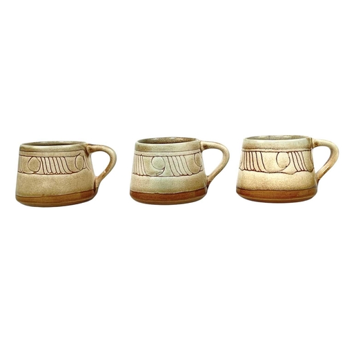 799 - A Celtic pottery part coffee set. A similar bowl, a blue ground jug, a vase, painted with a phoenix,... 