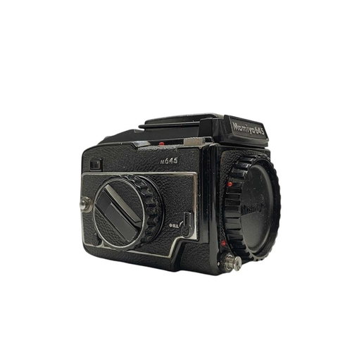 93 - A Mamiya M 645 Prism Finder medium format camera body. Fitted with a Mamiya-Sekor 80mm lens together... 