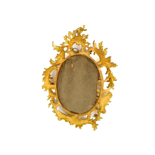 94 - A pair of small Florentine carved gilt wood rococo style frames. Circa 1900, height 32cm.