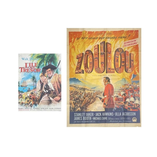 97 - A French Zulu film poster 1964. Zou Lou 160cm x 120cm together with a French Treasure Island poster ... 