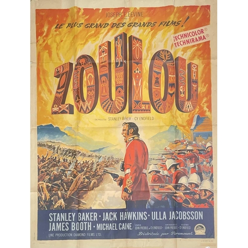 97 - A French Zulu film poster 1964. Zou Lou 160cm x 120cm together with a French Treasure Island poster ... 