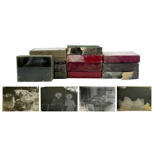 99 - A collection of early 20th century glass plate negatives. Including, portraits, group portraits, and... 