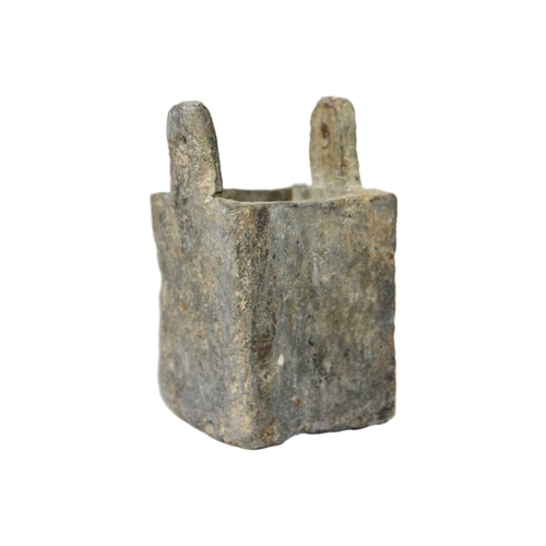 17 - HMS. Schiedam, lost in Gunwalloe, 1684 A lead container or possibly a ‘counter-weight’ (?). Square w... 