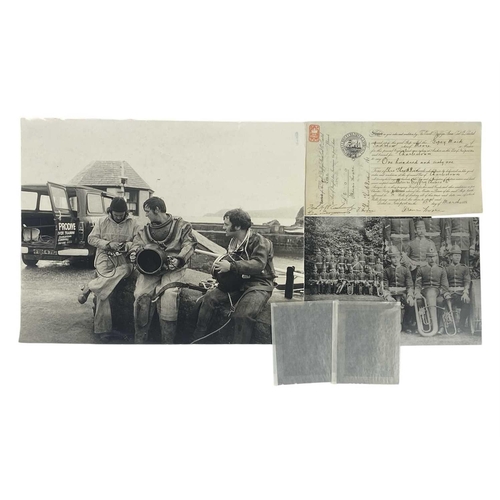 172 - Charlestown, Cornwall A large, 35cm x 44.5cm, b+w photograph of a Prodive team on the harbour wall; ... 