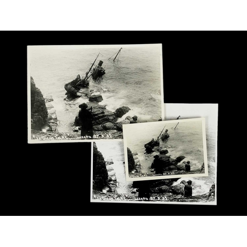 189 - Shipwreck Photographs The Lizard, Mullion, Gunwalloe &c. &c. Two views of the 'Olympe', beached at C... 