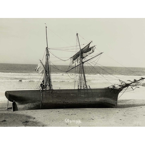 189 - Shipwreck Photographs The Lizard, Mullion, Gunwalloe &c. &c. Two views of the 'Olympe', beached at C... 