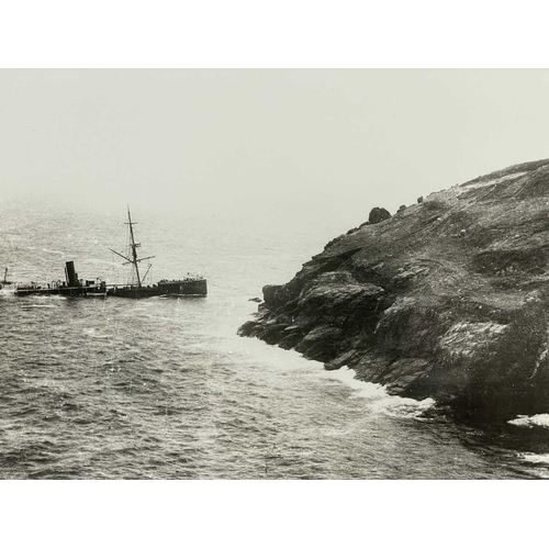 189 - Shipwreck Photographs The Lizard, Mullion, Gunwalloe &c. &c. Two views of the 'Olympe', beached at C... 