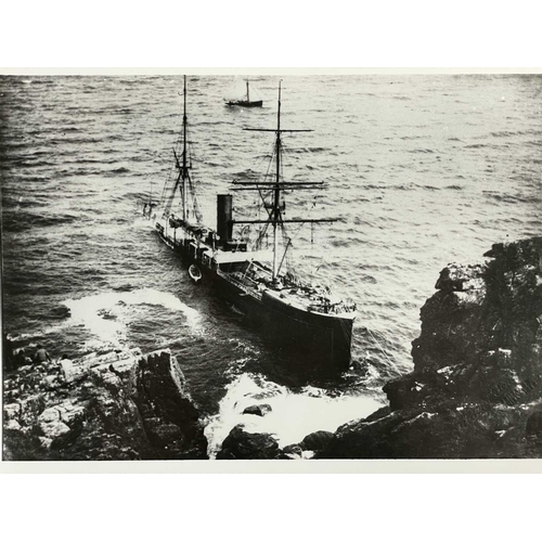 189 - Shipwreck Photographs The Lizard, Mullion, Gunwalloe &c. &c. Two views of the 'Olympe', beached at C... 