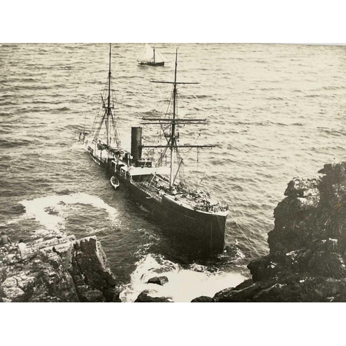 189 - Shipwreck Photographs The Lizard, Mullion, Gunwalloe &c. &c. Two views of the 'Olympe', beached at C... 