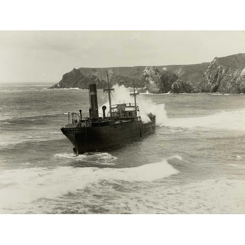 189 - Shipwreck Photographs The Lizard, Mullion, Gunwalloe &c. &c. Two views of the 'Olympe', beached at C... 