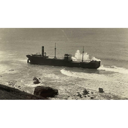 189 - Shipwreck Photographs The Lizard, Mullion, Gunwalloe &c. &c. Two views of the 'Olympe', beached at C... 