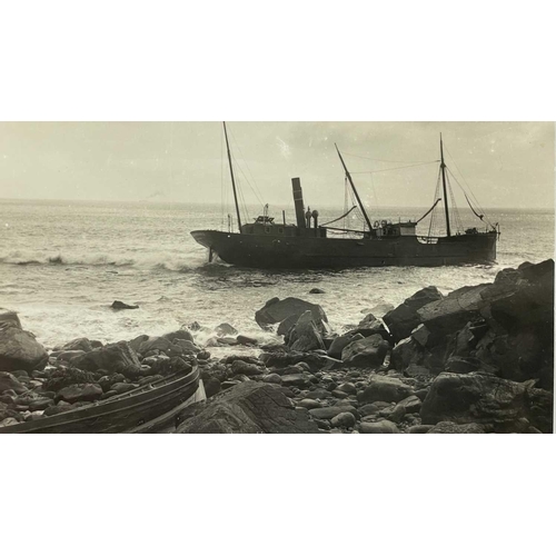 189 - Shipwreck Photographs The Lizard, Mullion, Gunwalloe &c. &c. Two views of the 'Olympe', beached at C... 