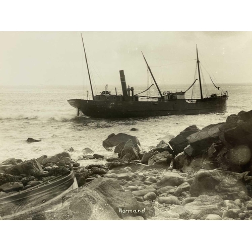 189 - Shipwreck Photographs The Lizard, Mullion, Gunwalloe &c. &c. Two views of the 'Olympe', beached at C... 